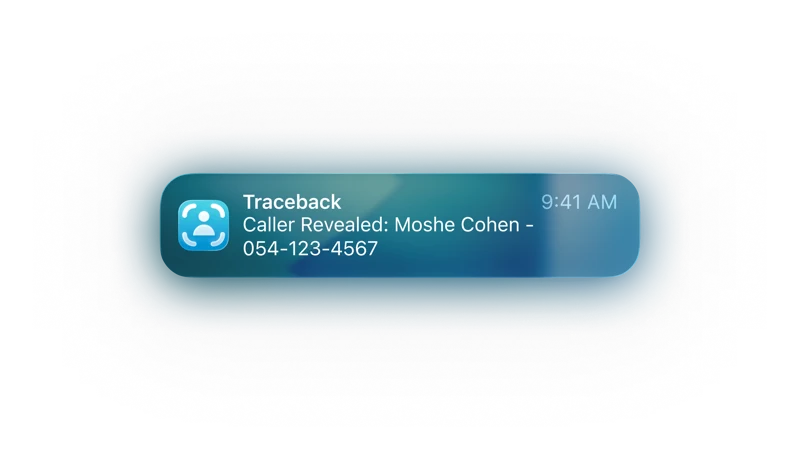Push notification displaying caller identification and spam warning